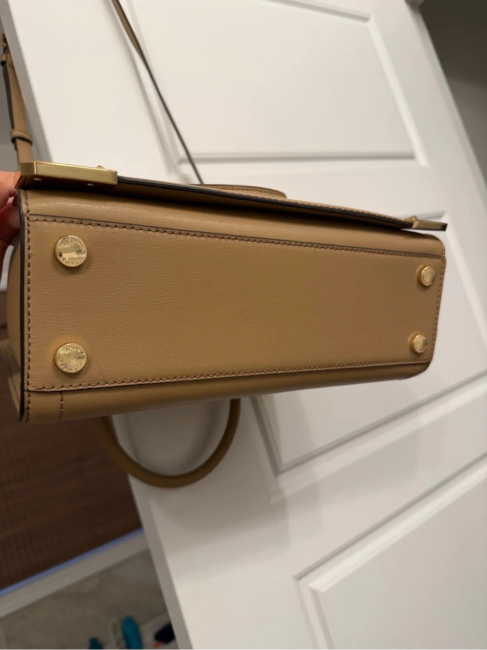 Michael Kors Camel Satchel with Gold Hardware